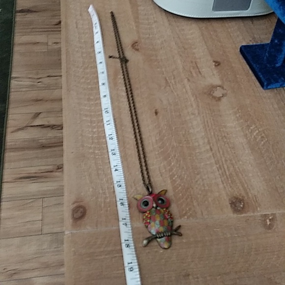 Large Embellished Owl Necklace Pendant - Picture 16 of 17